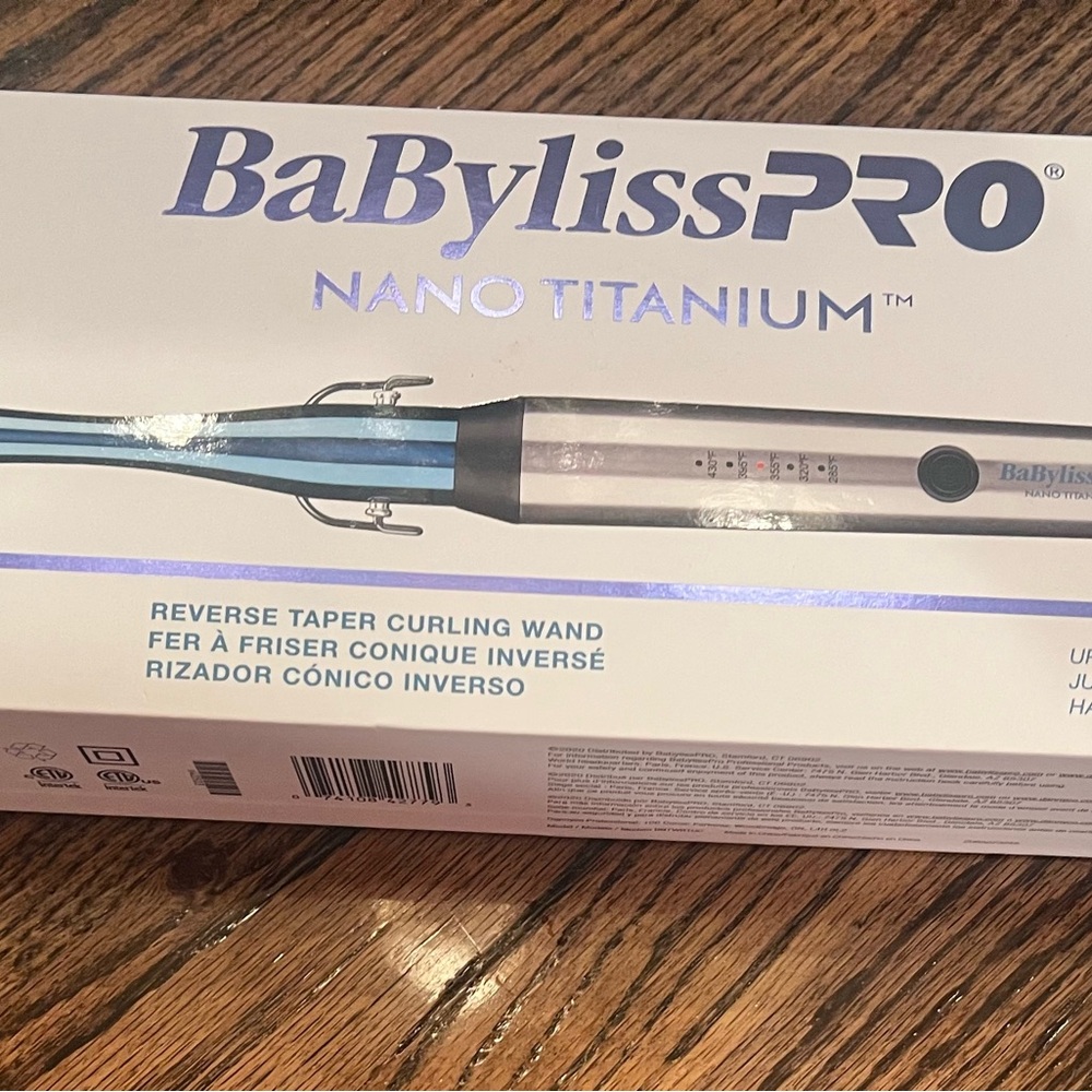 BaBylissPRO Nano Titanium Curling Wand - Blue and Silver
